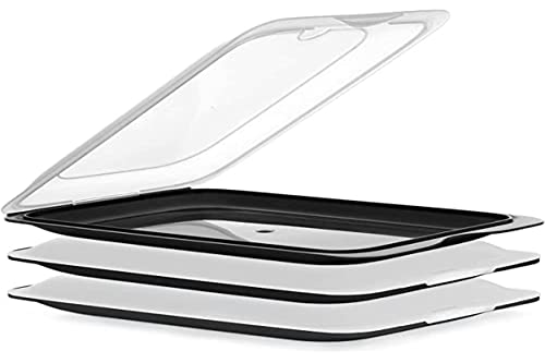 TATAY Ensemble de 3 Boîtes a Charcuterie Fresh, Sans BPA, Réutilisable, Empilable, Passe au Lave-vaisselle et au Micro-ondes, Noir, Dimension 17 x 3,2 x 25,2cm