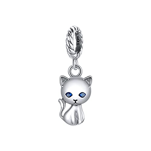 BISAER 925 Sterling Silver Charms for Bracelets Cat Dog Sloth Animal Beads Butterfly Fairy Heart Dangle Pendant Charms