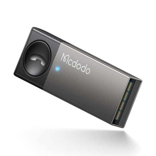 Mcdodo Adattatore Auto Bluetooth 5.0 per Vivavoce & Musica - Trasmettitore Audio USB-A con Tasto Multifunzione, Adattatore Senza Fili per Autoradio & Altoparlanti Compatibile con iPhone/Android