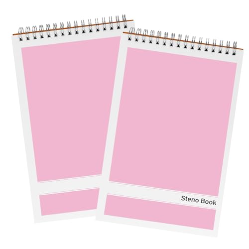 Duxesuk Steno Pads – 6x9 Inches 80 Sheets Steno Notebooks for Writing Notes in School, University, College & Office (2PCS Pink)