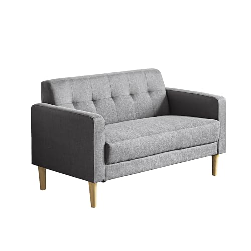 Pure Luxe ソファー ローソファ 幅119cm 2人掛け ファブリック おしゃれ 北欧 1人掛け コンパクト ロータイプ コンパクトソファ 1人暮らし シンプル モダン (グレー)