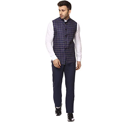 Image of Veera Paridhaan Men's Poly Cotton Jute Nehru Jacket