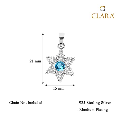 Image of Clara 925 Sterling Silver Snowflake Charm Pendant Without Chain | Rhodium Plated, Swiss Zirconia | Gift for Women and Girls