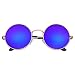 John Lennon Inspired Sunglasses Round Hippie Shades Retro Colored Lenses (Gold Blue Ice)