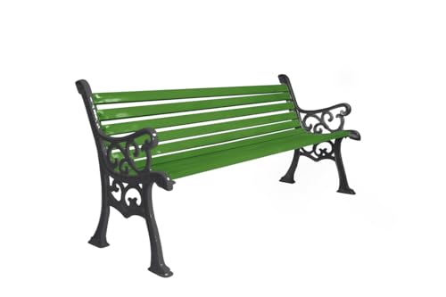 Image of Amazon Brand - Solimo Cast Iron 3 Seater Garden Bench | Durable Outdoor Park Bench for Balcony Patio Terrace, Living Room | Ideal Indoor and Outdoor Seating Furniture (Dark Green)