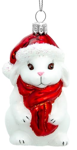 SIKORA Hase mit Weihnachtsmütze besondere Weihnachtskugel Glas...