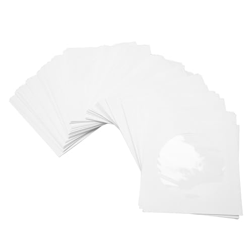 Gugxiom 100 Pack DVD Sleeves, White Paper DVD Envelopes, Blank DVD Disc Storage with Window Cut Out and Flap, 3.4 x 3.4 inch