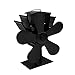 RG-FA Ecofan Ventilateur de cuisinière à 5 pales en aluminium silencieux et respectueux de l'environnement - Économie de carburant pour bûches de bois, cheminée - 602 - Noir