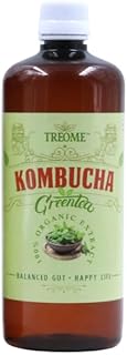 Treome Tulsi Flavoured Kombucha Green Tea, Organic, Prepared and Infused with Natural Tulsi Leaves, Probiotic-Rich, Natural Green Tea, Refreshing Detox Drink Net 500ml