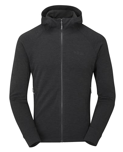 Rab Men's Nexus Hoody - Full-Zip Lightweight Fleece Jacket for Hiking & Climbing - Black - Large