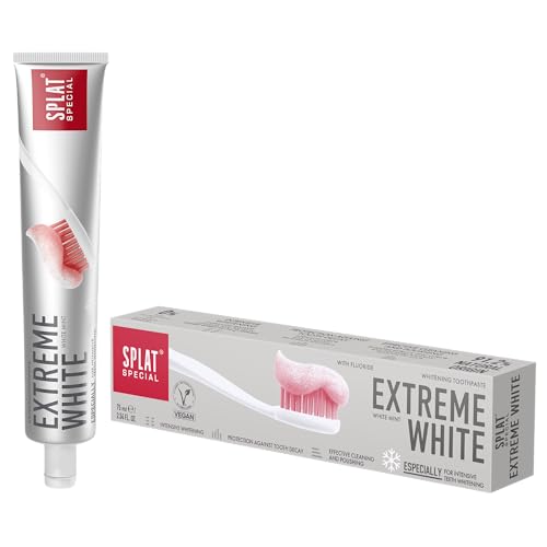 Splat Extreme White Toothpaste, 75ml, intensive teeth whitening, protection against cavities, removes surface stains.