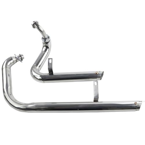 Tubo Escape Moto Para Virago Para XV125/250 Para XV250 Para XV125 Escape Completo Para Motocicleta Tubos Dobles Cola Doble Corte Silenciador Extremo Tubo Escape Motocicleta(Chrome)