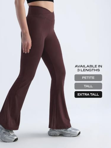 Image of CAVA Extra Tall Hourglass Flared Leggings for Women | V Waistband, Anti Camel Toe Design, Extra Tall Fit, Flared Bottoms, Deep Pockets, Sculpting Stretch Fabric