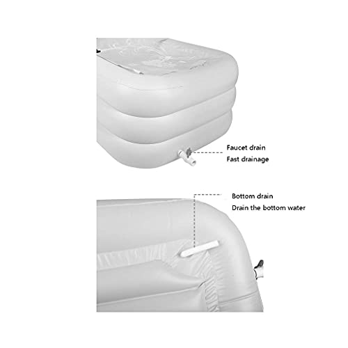 SHWYSHOP Tragbare tragbare Badewanne, rechteckiges tragbares Bad Badezimmer Home SPA freistehender Pool mit Luftpumpe… – Bild 5