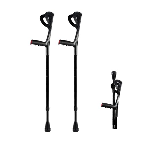 Muletas de antebrazo para Adultos Plegables (Paquete de 2), Ajustables en Altura, de aleación de Aluminio Ligero, Antideslizantes, Bastones de Ayuda para Caminar, Mango ergonómico con Agarre cómodo