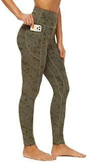 AMYTIS Sportowe legginsy damskie z wysokim stanem, spodnie do jogi z kieszeniami, długie spodnie sportowe, nieprzezroczyste, legginsy sportowe