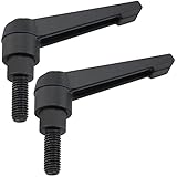 Mutai Clamping Lever M8 Thread Push Button Ratchet Lever Adjustable Locking Handle with Male Threaded Stud Black