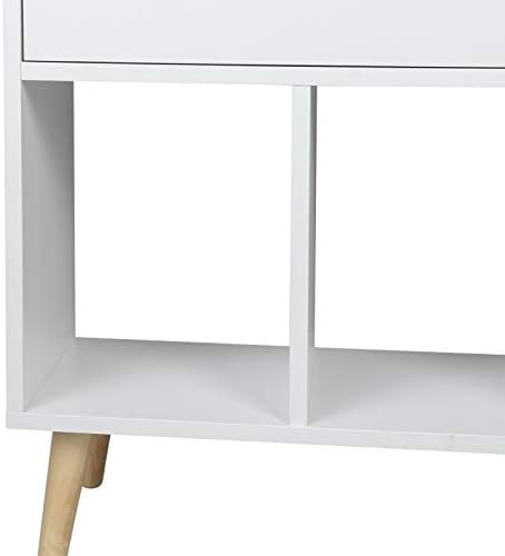 EUGAD Bookcase, Room Divider, Filing Shelf, Storage Shelf, Standing Shelf with Drawer with MDF Legs 6 Compartments, White, 50 x 24 x 121 cm 0012SHG
