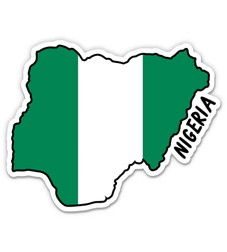 Squiddy Nigeria Map with Flag - Vinyl Sticker Decal for Phone, Laptop, Water Bottle - 3"