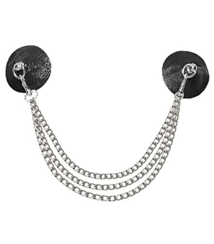 Hotspot Leather Chain Detail Pasties Breast Nipple Covers Black #TOP3
