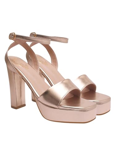 Image of Shoetopia Women's Block Heel Sandals - Platform Party Heels with Ankle Strap | Stylish Dress Sandals for Weddings & Evening