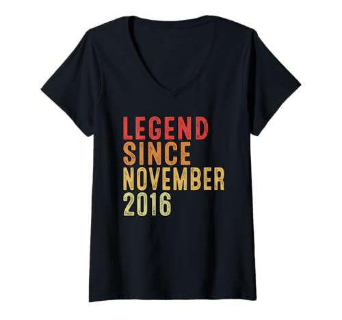 Femme Legend Since November 2016 Vintage 2016 Birth Of Birthday T-Shirt avec Col en V