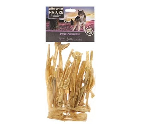 Dehner Wild Nature Hundesnack, Premium Hundeleckerli glutenfrei / getreidefrei, Kausnack für ernährungssensible Hunde, Kaninchenhaut, 150 g