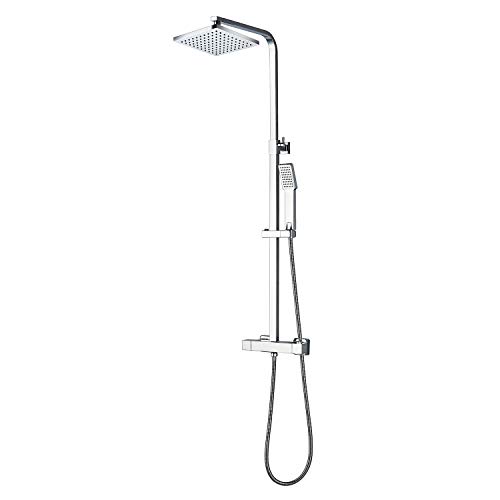 Columna de ducha termostática cuadrada Eviva Liri cromada miniatura 1