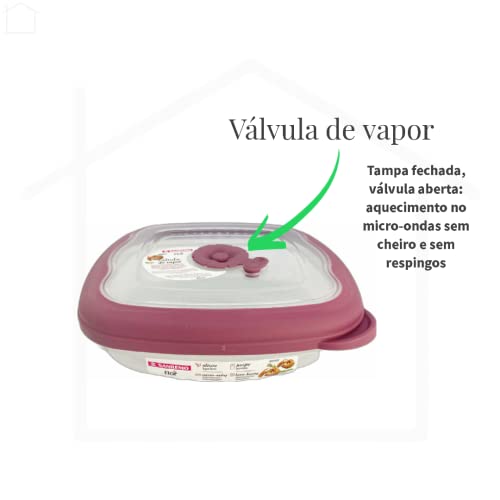 Pote Sanduiche Plástico Sanremo Transparente / Rosa 664 ml Plástico