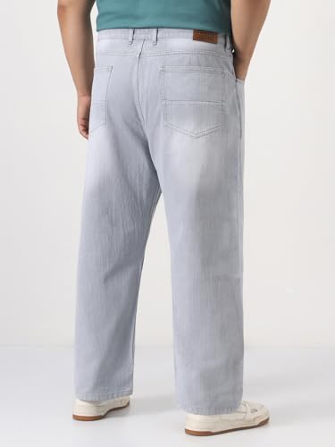Image of Urbano Plus Men's Loose Baggy Fit Washed Denim Jeans Non-Stretchable