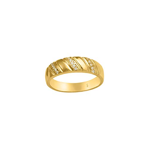 Trio Rings Set 14K Yellow Gold - 3-Piece Wedding Engagement Rings Band For Her And Him - Round Cubic Zirconia Cz For Couple Mens And Women - Anillos De Matrimonio. (Ladies Size 7 – Men’s Size 10) #TOP4