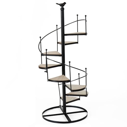 Spiral Plant Stand Stair, Multiple Rack Wrought Iron Plant Shelf, Flower Pot Holder, Planter Organizer Shelf for Garden Outdoor Home(Black)