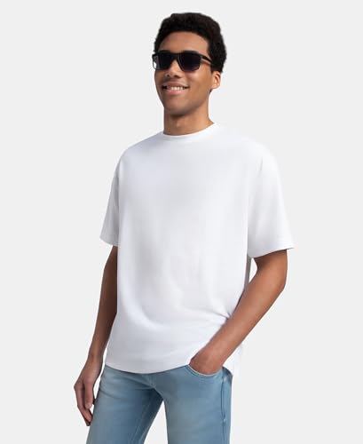 Image of Jockey UM23 Men Super Combed Cotton Blend Oversized T-Shirt with StayFresh Treatment