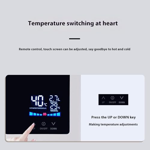 Ejoyous Elektryczny Przepływowy Podgrzewacz Wody 3000W Przepływowy Podgrzewacz Wody Prysznicowy Podblatowy z Wyświetlaczem LCD Temperatury IPX4 Wodoszczelny do (Wtyczka UE 220 V)