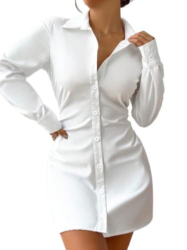 long sleeve dresses for women 2024 Solid Color Long Sleeve Shirt Dress