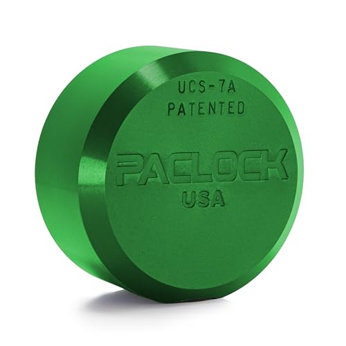 Image of PACLOCK's 7-Series Flat Back Puck w /Tapped Holes, Standard Rekeyable (SR), Keyed Differently w / 2 Keys, Green