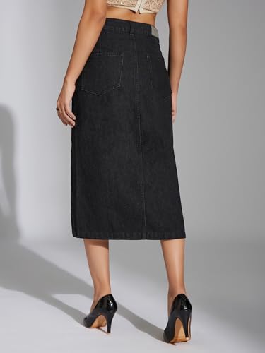 Image of Miss Chase Women's Straight High Rise Mini Denim Skirt
