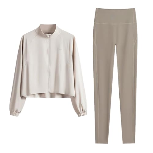 Ensemble yoga femme anti-transpiration veste zippée et legging fitness opaque