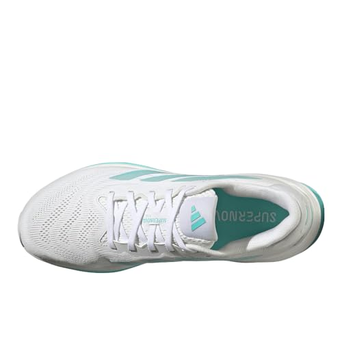 Image of Adidas, Mens, Supernova Rise 2 Running Shoes, White /Zero Metallic /Flash Aqua, 8.5, D - Medium