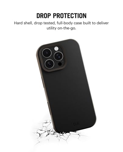 Image of DailyObjects Leatherite Case for iPhone 16 Pro Compatible with Mag-Safe Wireless Charging | Black-Beige Hybrid Magnetic Back Cover