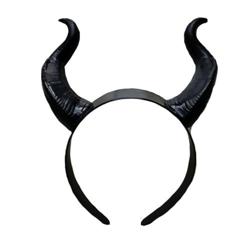 Devil Horns Headband for Women & Men- Black Halloween Hairband Cosplay Costume Horn Hair Hoop Gothic Devil Horn Hair Accessory for Halloween Parties Rave Cosplay (Black)
