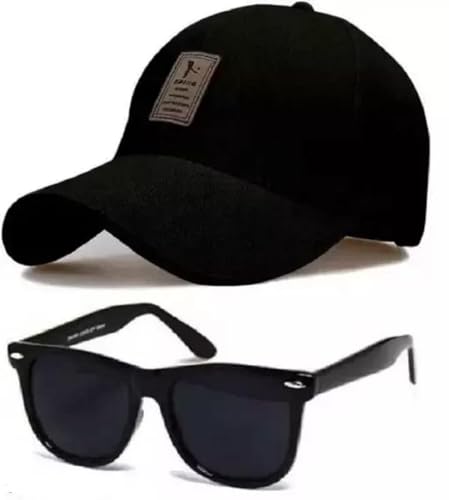 CAPITEUM Cotton Stylish Sport Baseball Cap & Stylish Aviator Wayfarer Sunglass for Men's...