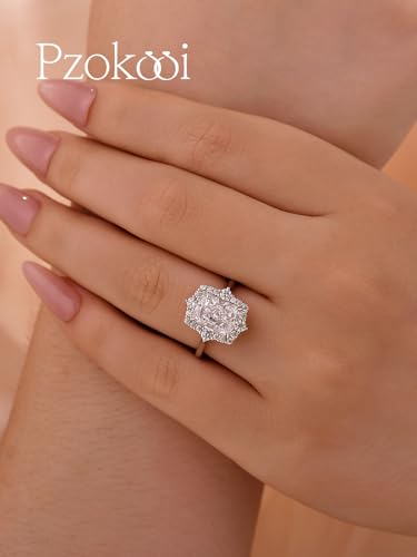 3.0ct Halo Radiant Cut Engagement Ring for Women,Solitaire Sterling Silver Promise Ring for Wedding,Travel,Daily4
