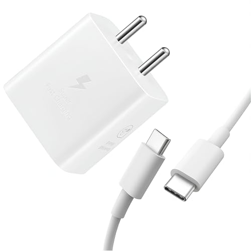 Image of Samsung 25W Gan Fast Charger with Type-C 1M Cable, Compatible with Samsung Galaxy A, M, F Series & Z Fold /Flip, S25 Plus, S25, and Tablets, White Adapter