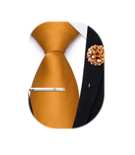 Image of Hi-Tie Pretied Boys Ties Solid Color Kids Adjustable Necktie Lapel Pin Clip Set Age 8-12 Wedding School Graduation
