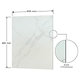 Home Supplies Tempered Glass Splashback for Kitchen, 6mm Toughened Glass Heat Resistant Splashbacks for Cookers (60X80, White Marble Glass) - Image 2