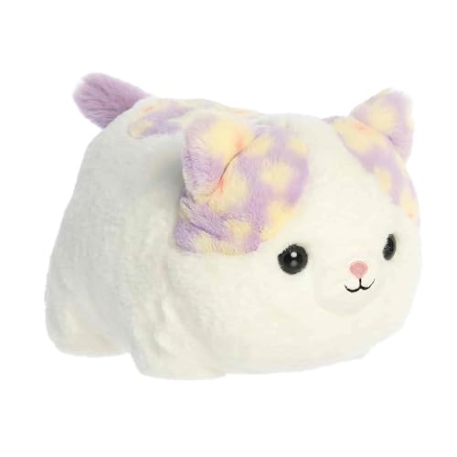 Aurora® Adorable Spudsters™ Cassie Daisy Cat™ Stuffed Animal - Round Shape Makes for Comforting Cuddles - Perfect for Kids All Ages and Animal Loving Adults - Purple 10.5 Inches