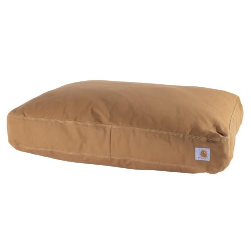 Carhartt Durable Canvas Pet Bed, Water Resistant Firm Duck Dog Bed, Carhartt Brown, Large