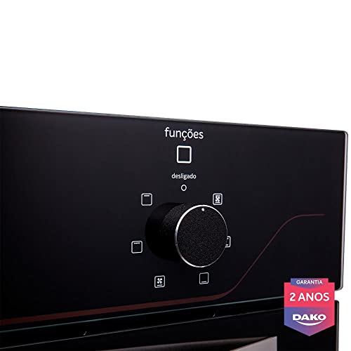 Forno de Embutir Elétrico Preto 60 Litros com Timer Digital Dako Diplomata Grill 220v