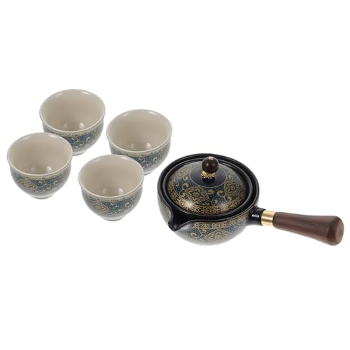 Tetera de cerámica negra POPETPOP con asa lateral y filtro para té casero 2